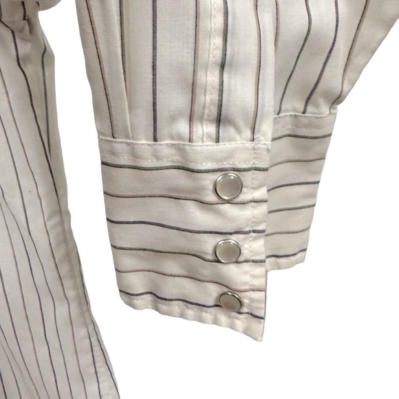 Wrangler Snap Up Cowboy Cut Western Regular Fit Shirt XL Tails Striped 17.5 Neck - Picture 3 of 8